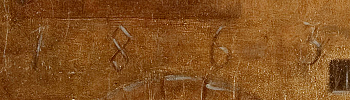 Detailansicht aus dem Gemälde Sankt Nikolaus. Es ist nur die Zahl 1863 zu sehen.