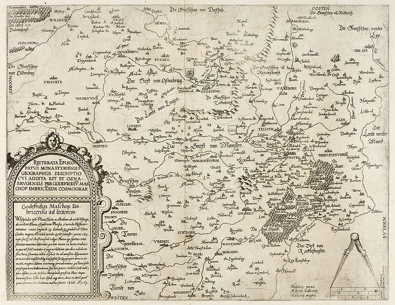 Kupferstich einer Karte des Bistums Münster